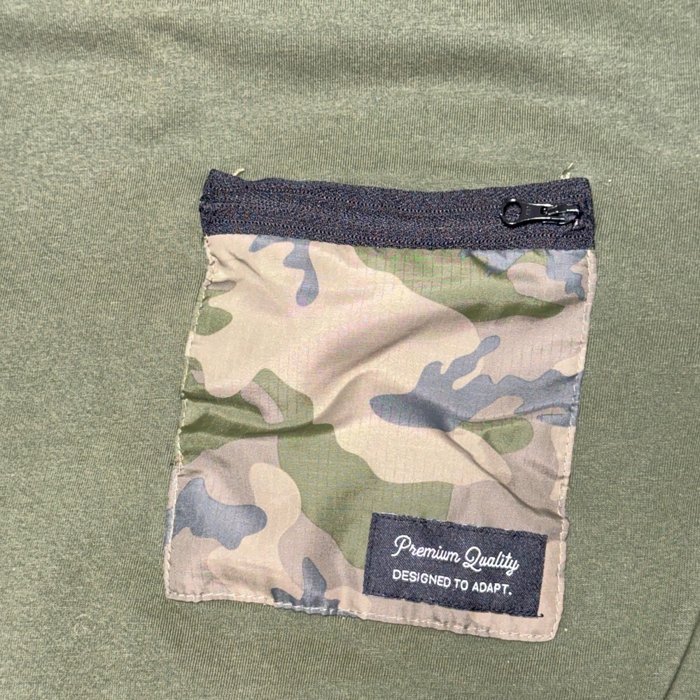 Nomad Mens Olive Green Tactical Camo Zipper Pocket T-Shirt Size Medium - Picture 5 of 8
